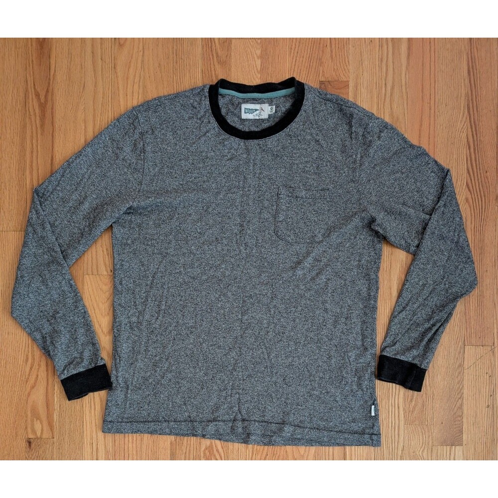 Wellen Heathered Hemp Long Sleeve T Shirt Men Medium Gray Outdoor Logo Huckberry